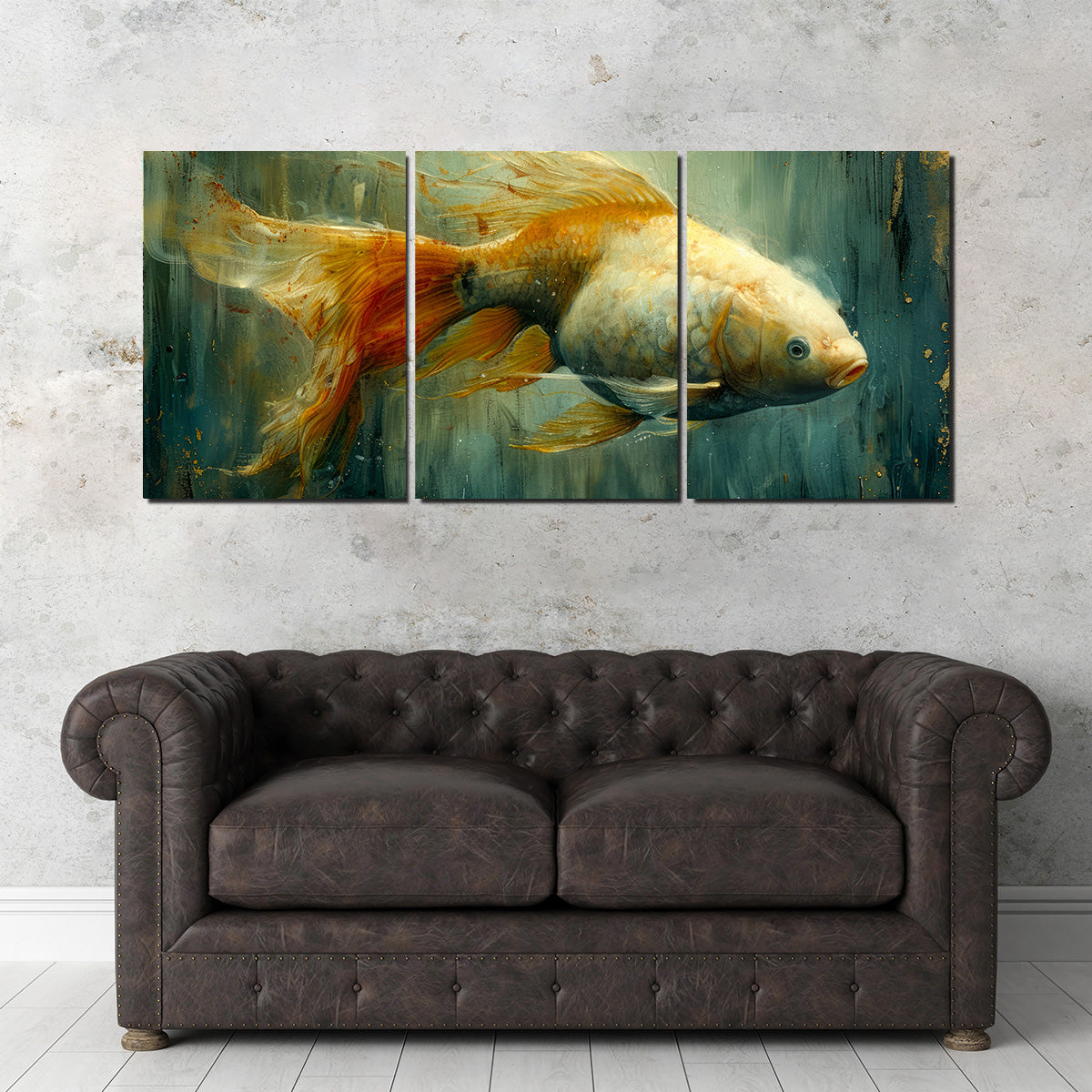 Golden Koi Fish Wall Art