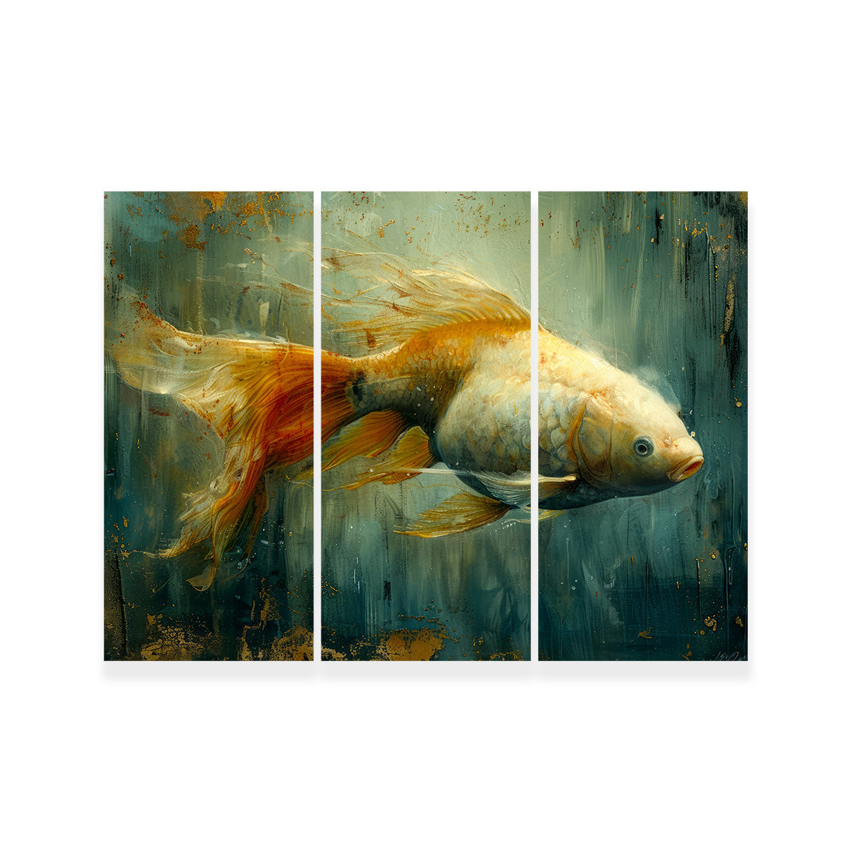Golden Koi Fish Wall Art