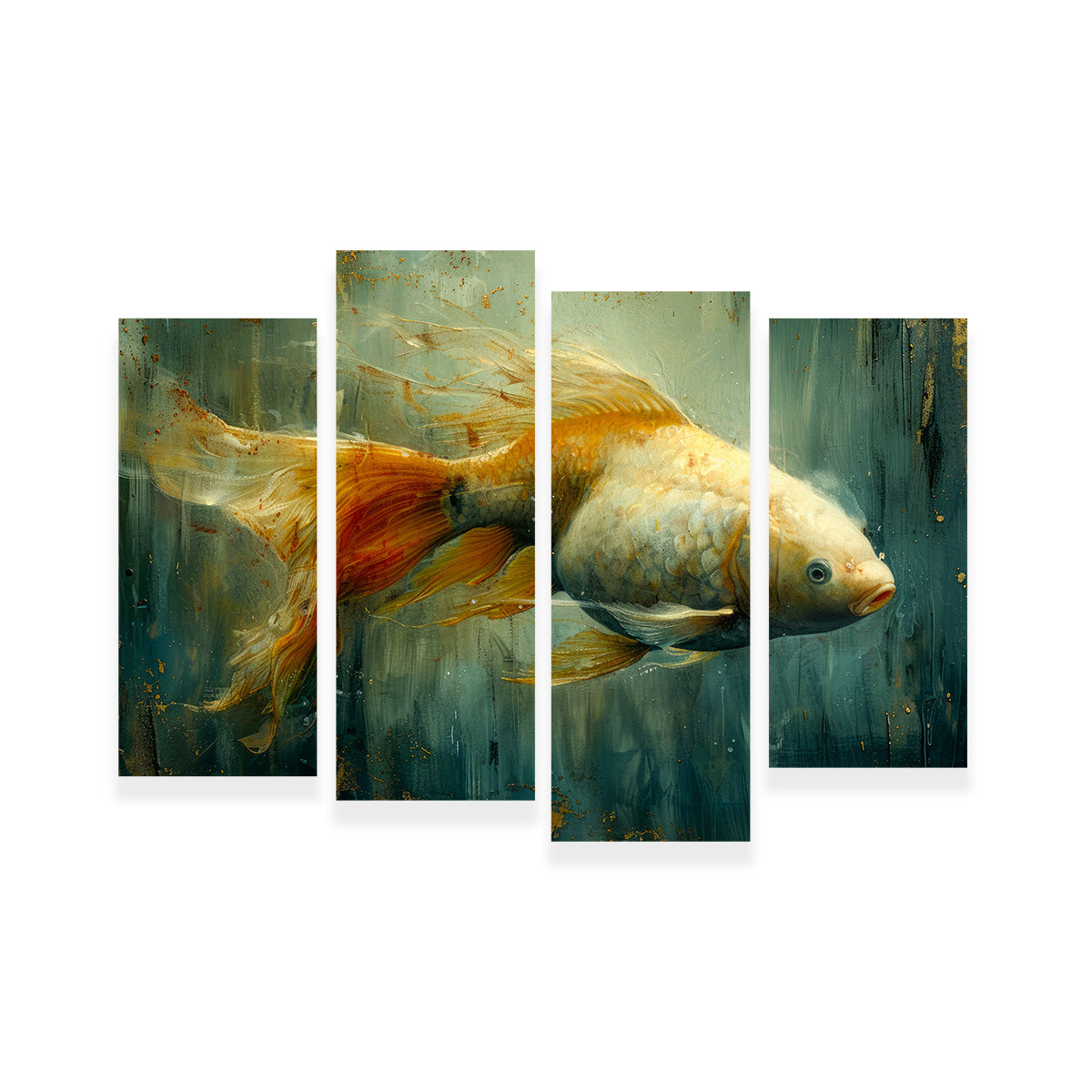 Golden Koi Fish Wall Art