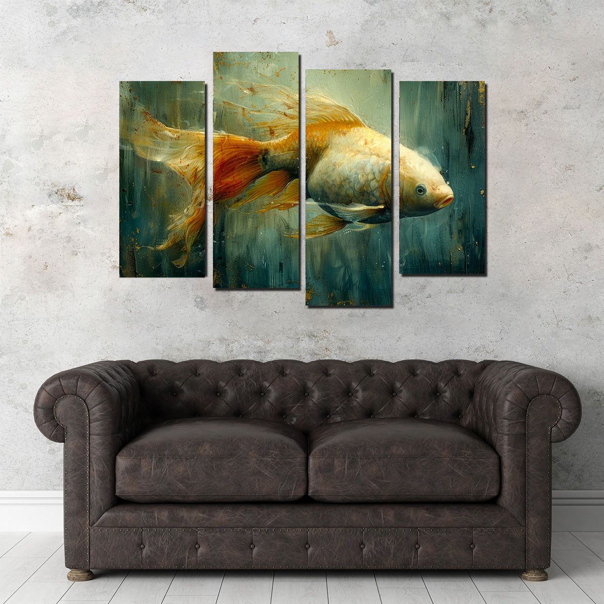 Golden Koi Fish Wall Art