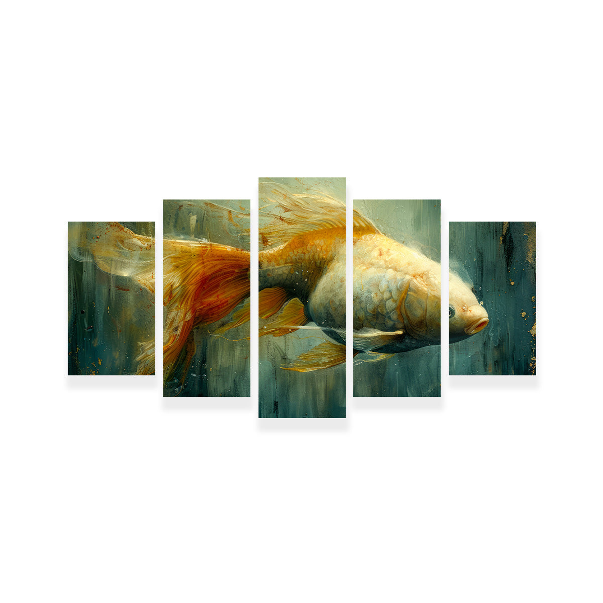 Golden Koi Fish Wall Art