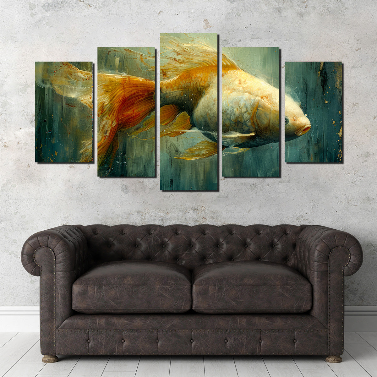 Golden Koi Fish Wall Art