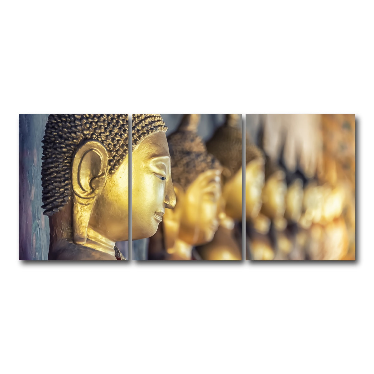 AUTO-MOCKUP WHITE | Golden Buddha | 3 Piece | Gallery Wrap Canvas | group=18x24