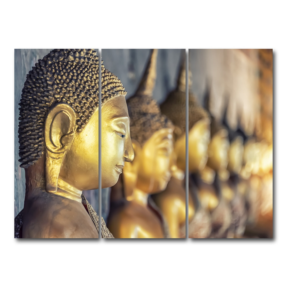 AUTO-MOCKUP WHITE | Golden Buddha | 3 Piece | Gallery Wrap Canvas | group=8x18