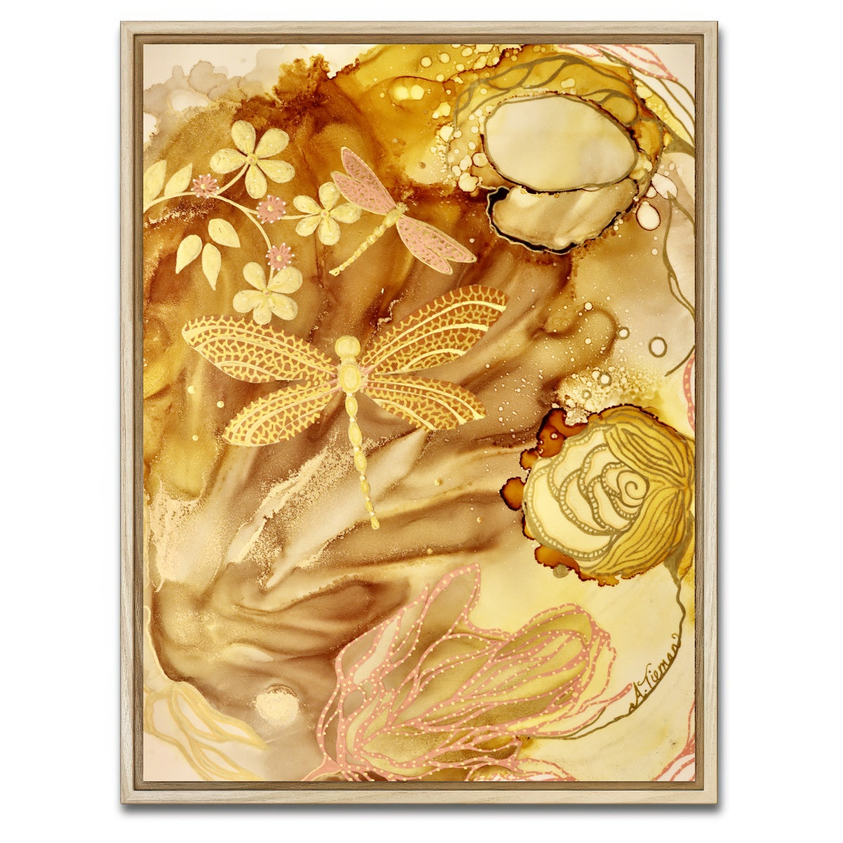 AUTO-MOCKUP WHITE | Golden Dragonflies | 1 Piece | Natural Framed Canvas | group=3x4