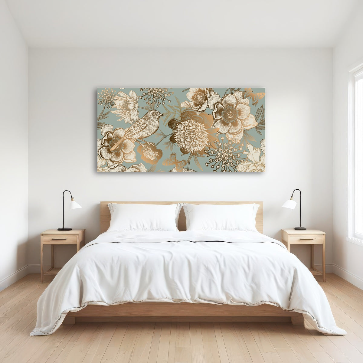 AUTO-MOCKUP ROOM | Golden Flowers Pattern
