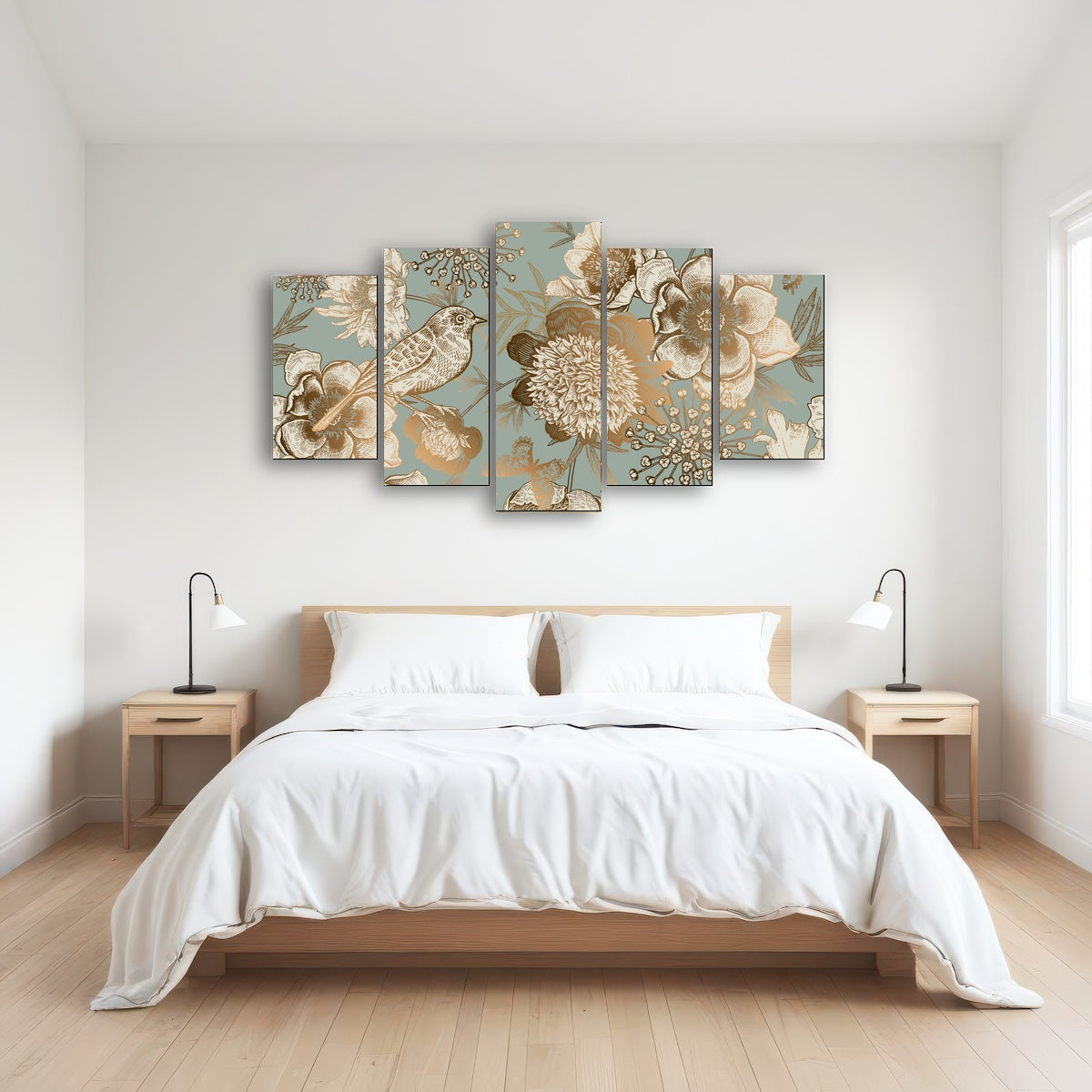 AUTO-MOCKUP ROOM | Golden Flowers Pattern