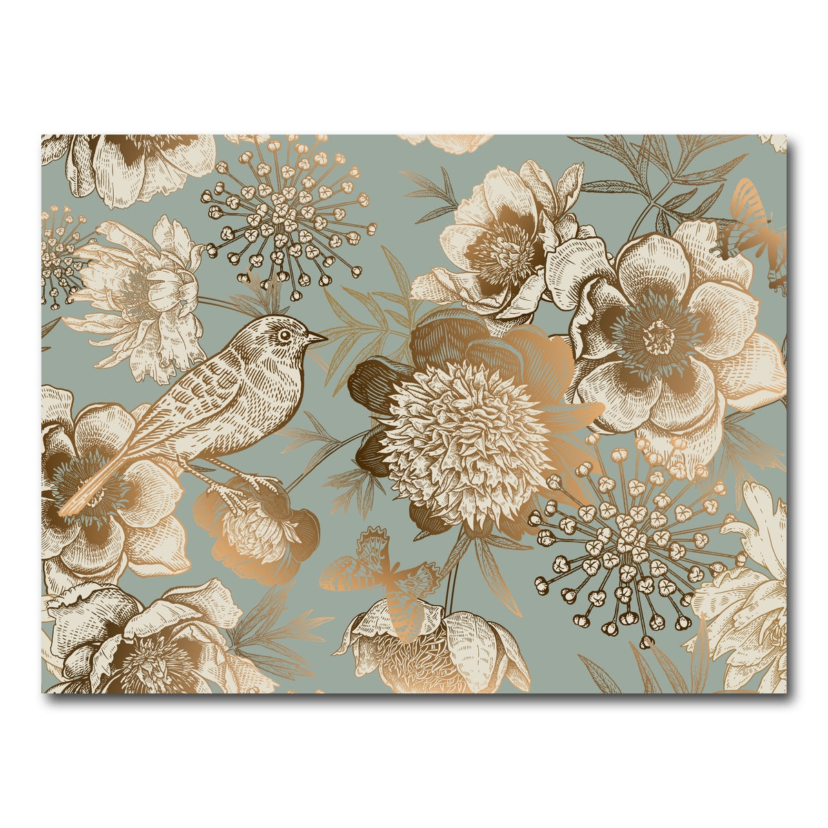 AUTO-MOCKUP WHITE | Golden Flowers Pattern | 1 Piece | Gallery Wrap Canvas | group=4x3