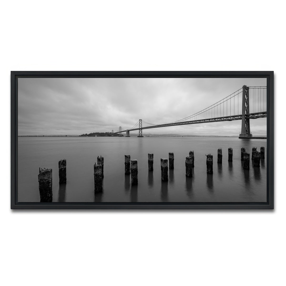 AUTO-MOCKUP WHITE | Golden Gate Black & White | 1 Piece | Black Framed Canvas | group=2x1