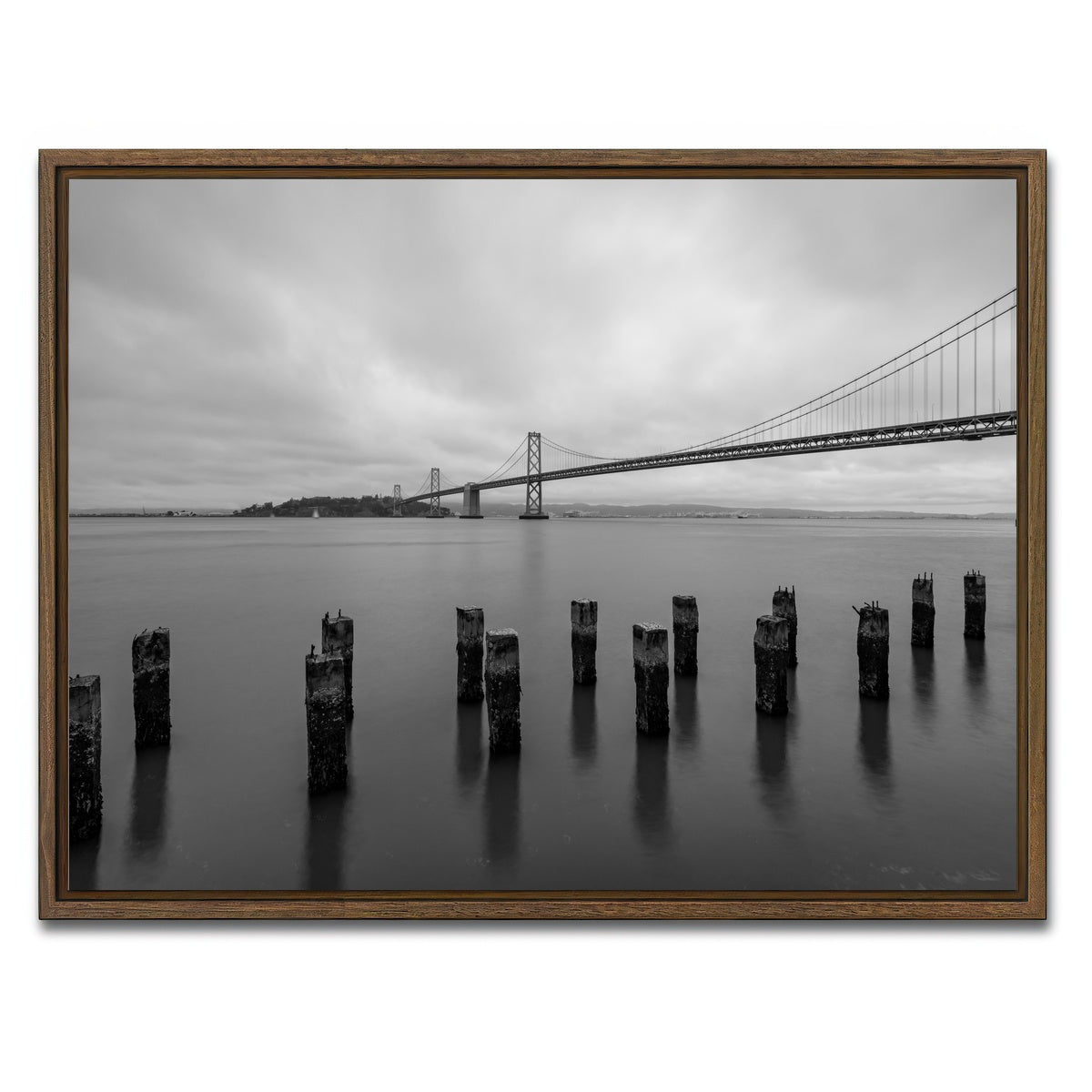 AUTO-MOCKUP WHITE | Golden Gate Black & White | 1 Piece | Walnut Framed Canvas | group=4x3