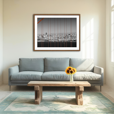 AUTO-MOCKUP ROOM | Golden Gate Bridge - Panoramic Downtown View Wall Art