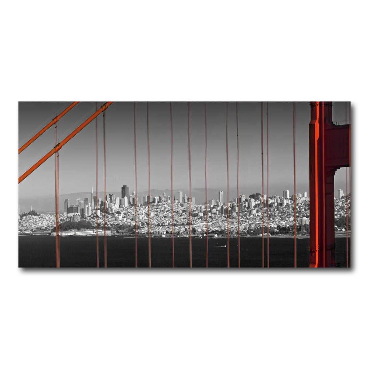 AUTO-MOCKUP WHITE | Golden Gate Bridge - Panoramic Downtown View | 1 Piece | Gallery Wrap Canvas | group=2x1