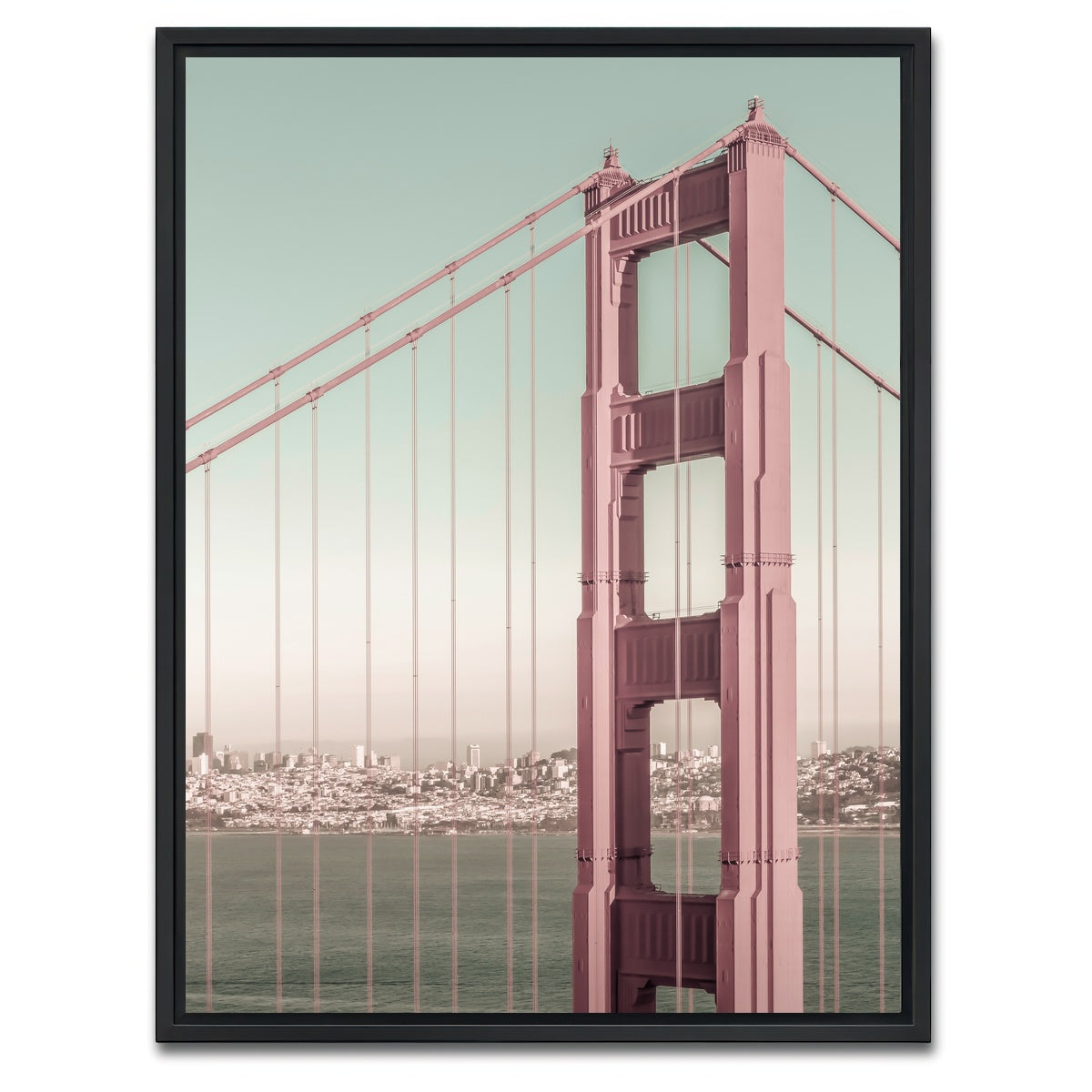 AUTO-MOCKUP WHITE | Golden Gate Bridge - urban vintage style | 1 Piece | Black Framed Canvas | group=3x4