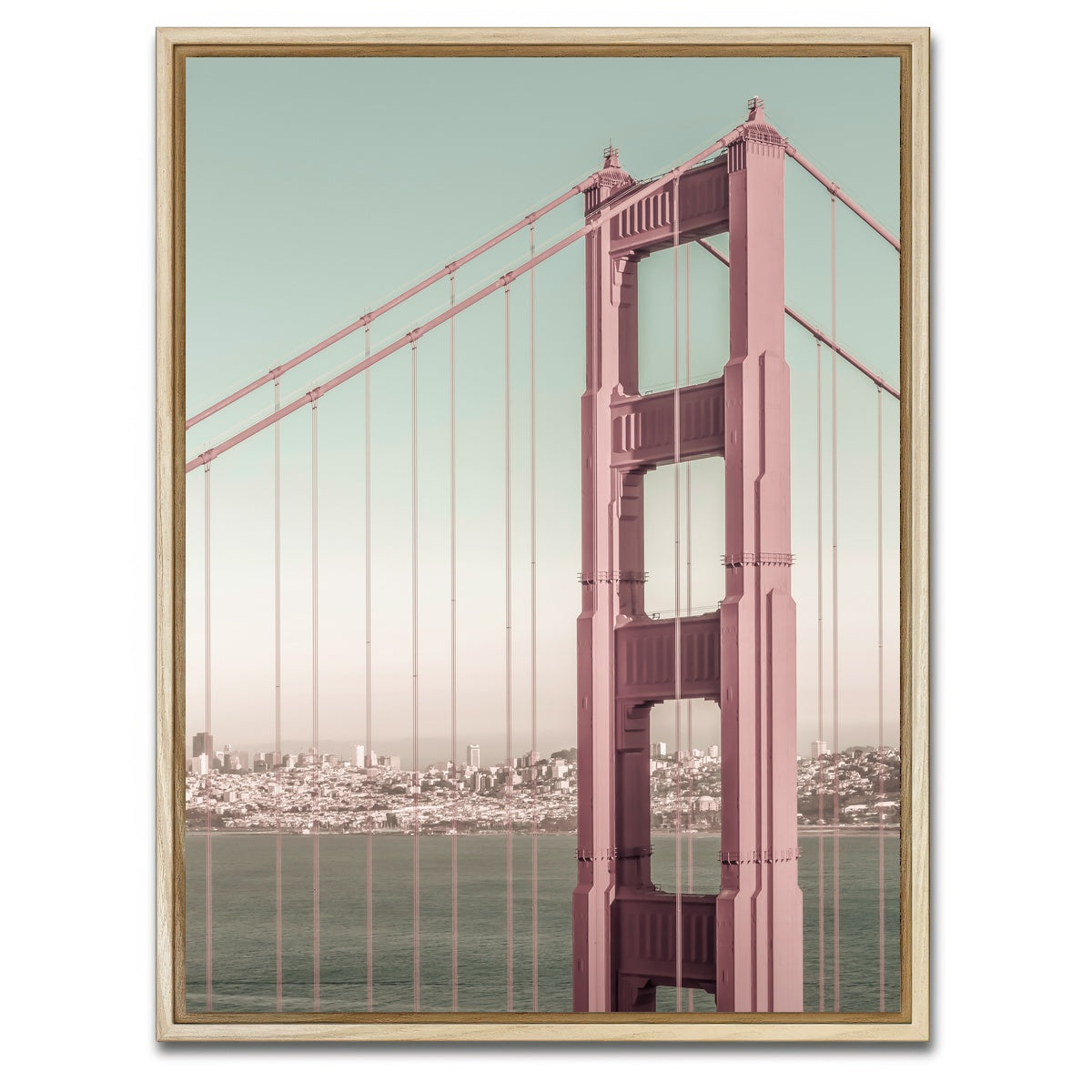 AUTO-MOCKUP WHITE | Golden Gate Bridge - urban vintage style | 1 Piece | Natural Framed Canvas | group=3x4