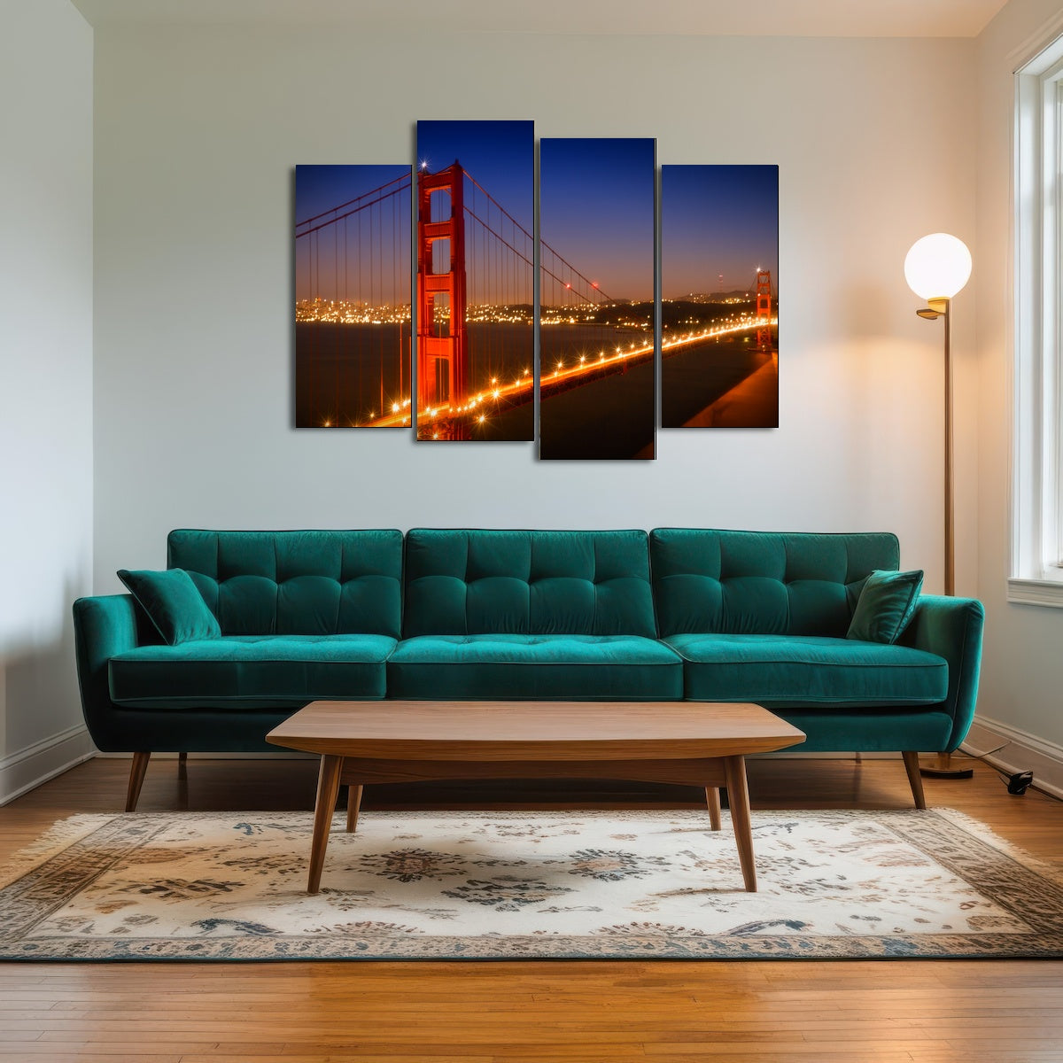 AUTO-MOCKUP ROOM | Golden Gate Bridge Evening Cityscape