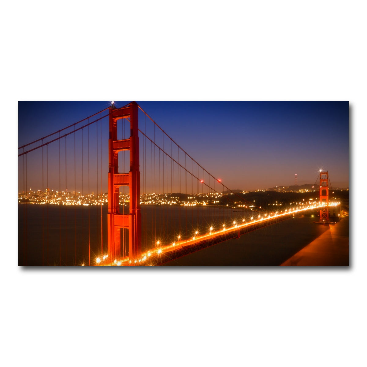 AUTO-MOCKUP WHITE | Golden Gate Bridge Evening Cityscape | 1 Piece | Gallery Wrap Canvas | group=2x1