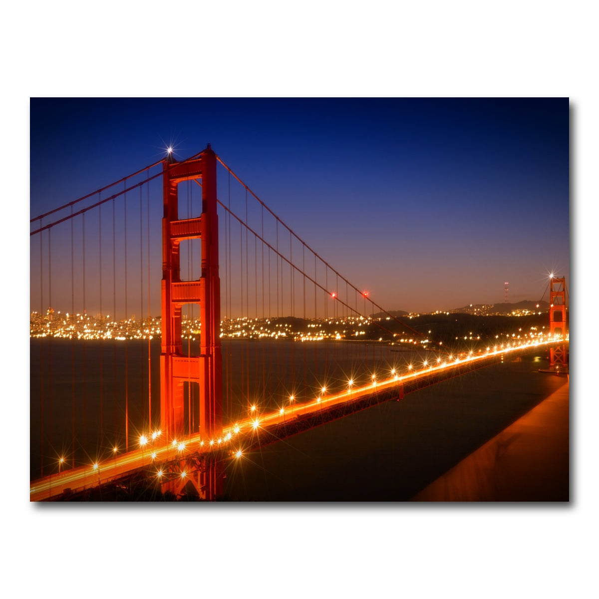 AUTO-MOCKUP WHITE | Golden Gate Bridge Evening Cityscape | 1 Piece | Gallery Wrap Canvas | group=4x3