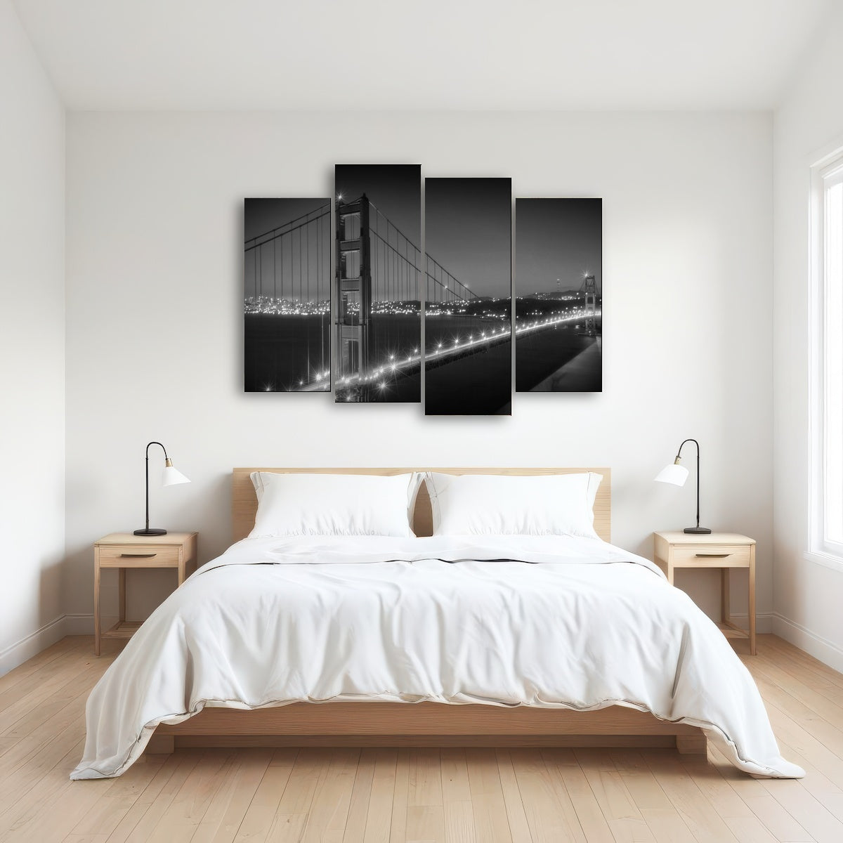 AUTO-MOCKUP ROOM | Golden Gate Bridge Monochrome Cityscape