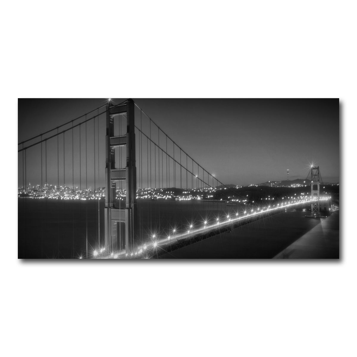 AUTO-MOCKUP WHITE | Golden Gate Bridge Monochrome Cityscape | 1 Piece | Gallery Wrap Canvas | group=2x1