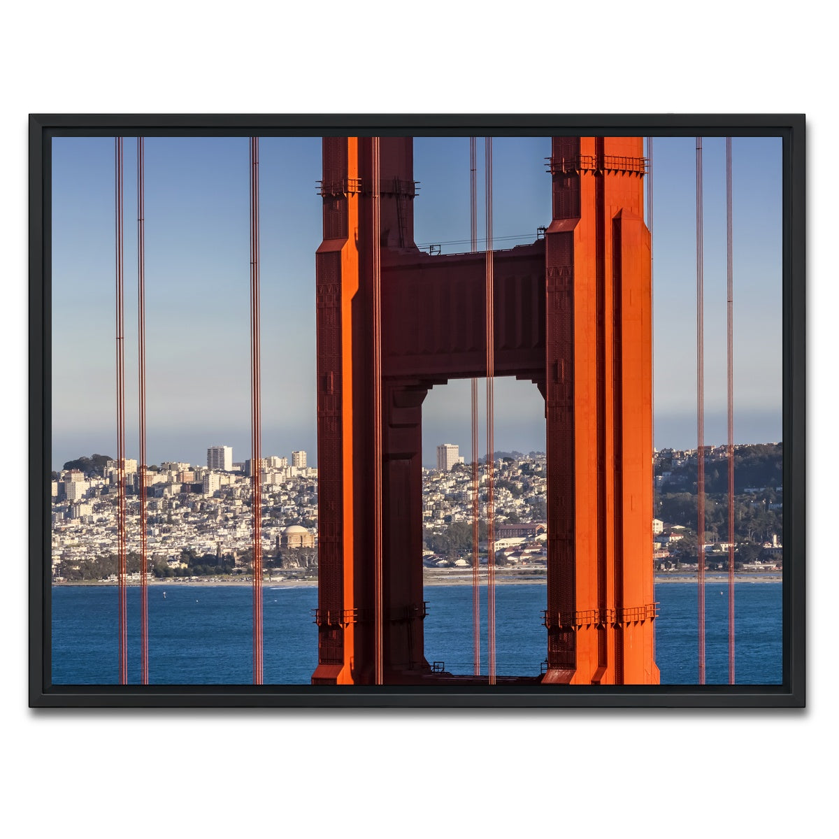 AUTO-MOCKUP WHITE | Golden Gate Bridge Panoramic | 1 Piece | Black Framed Canvas | group=4x3
