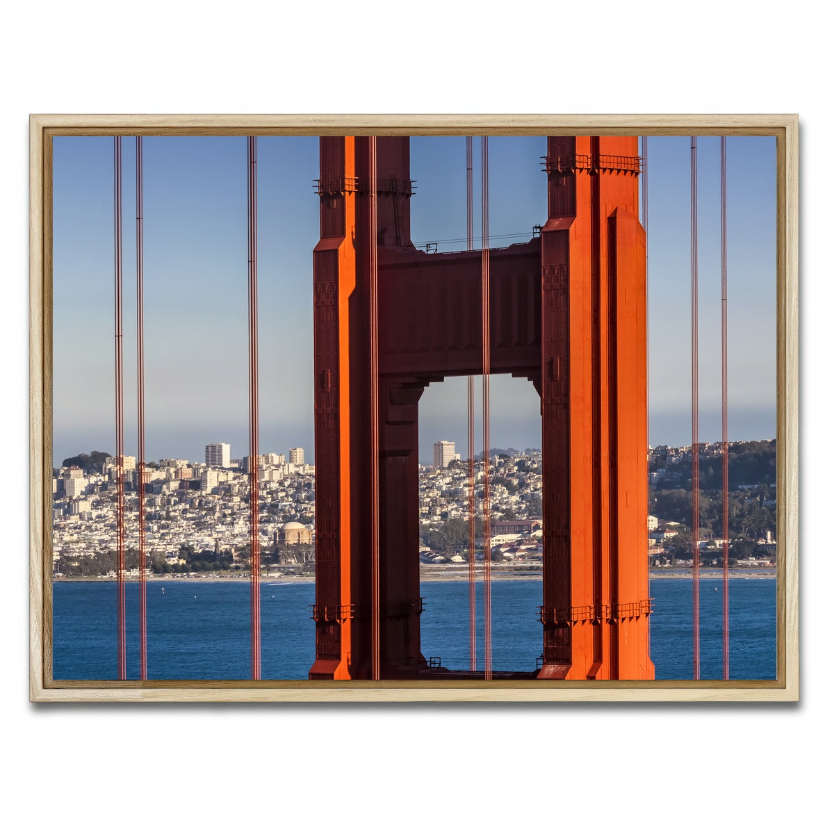 AUTO-MOCKUP WHITE | Golden Gate Bridge Panoramic | 1 Piece | Natural Framed Canvas | group=4x3