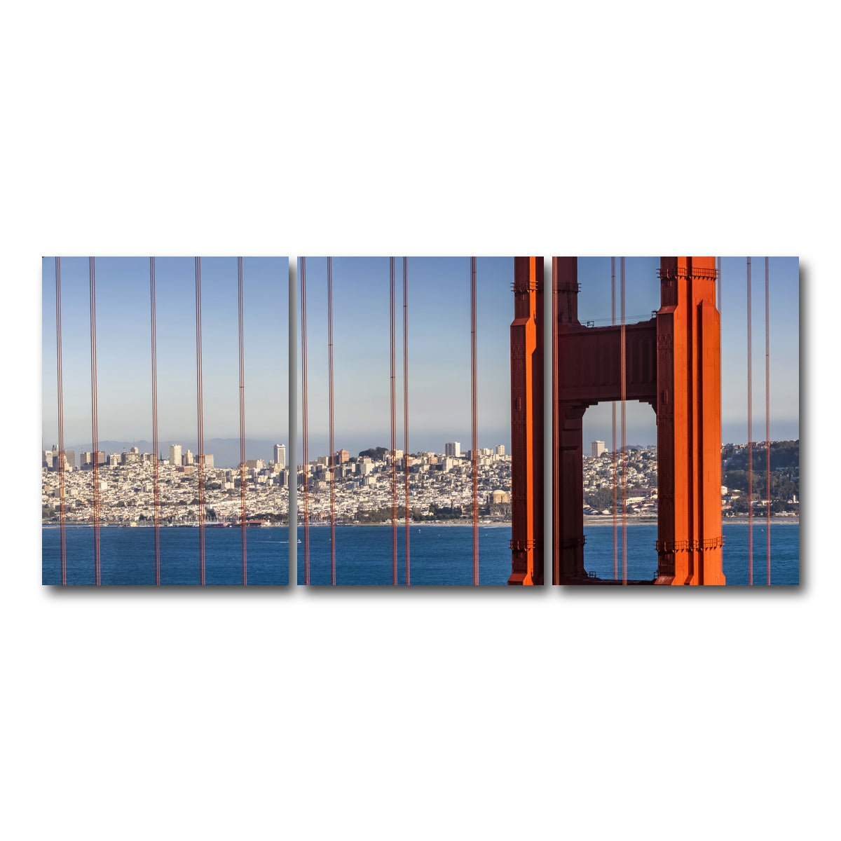AUTO-MOCKUP WHITE | Golden Gate Bridge Panoramic | 3 Piece | Gallery Wrap Canvas | group=18x24
