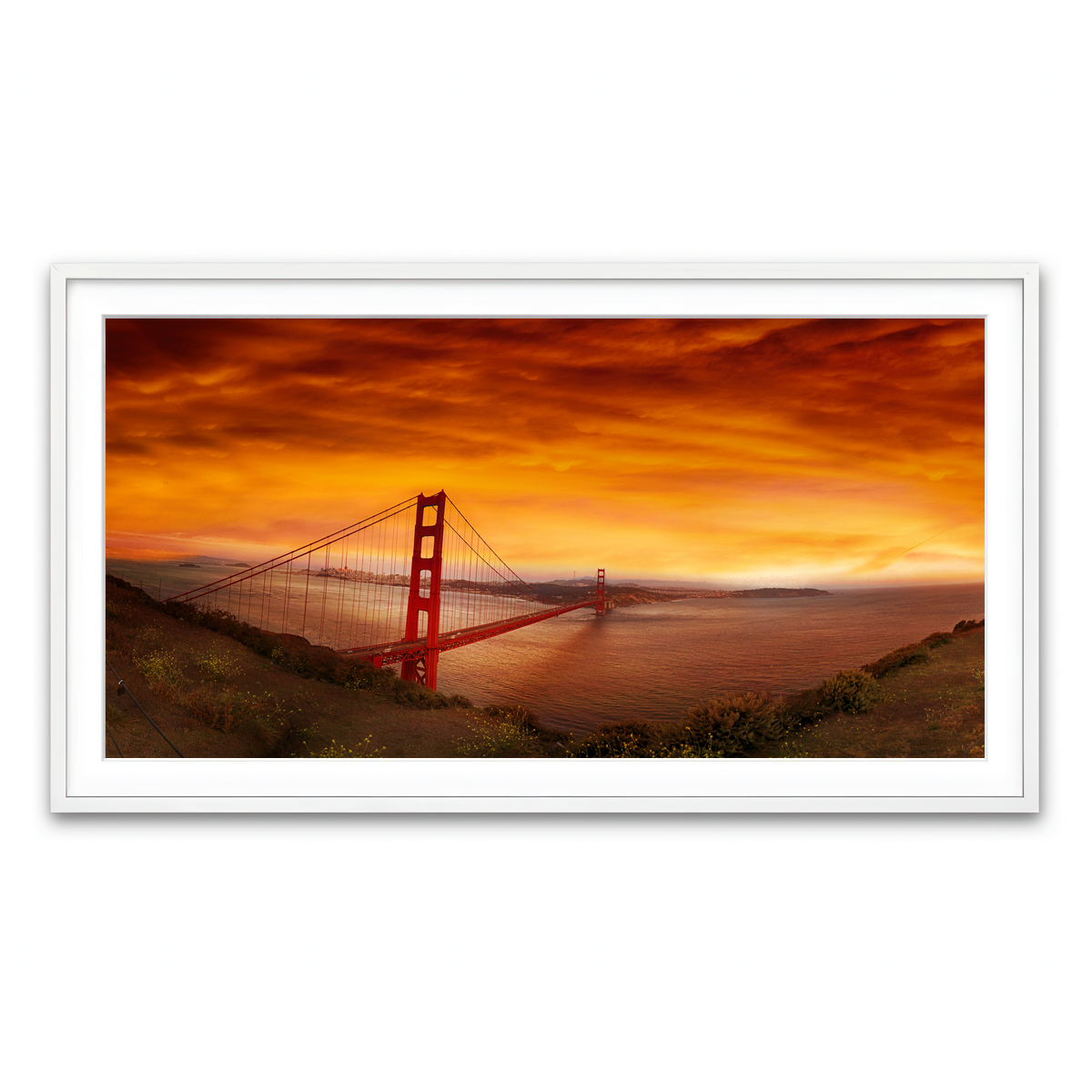 Framed Print 2x1 White