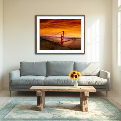 AUTO-MOCKUP ROOM | Golden Gate Bridge Sunset Wall Art