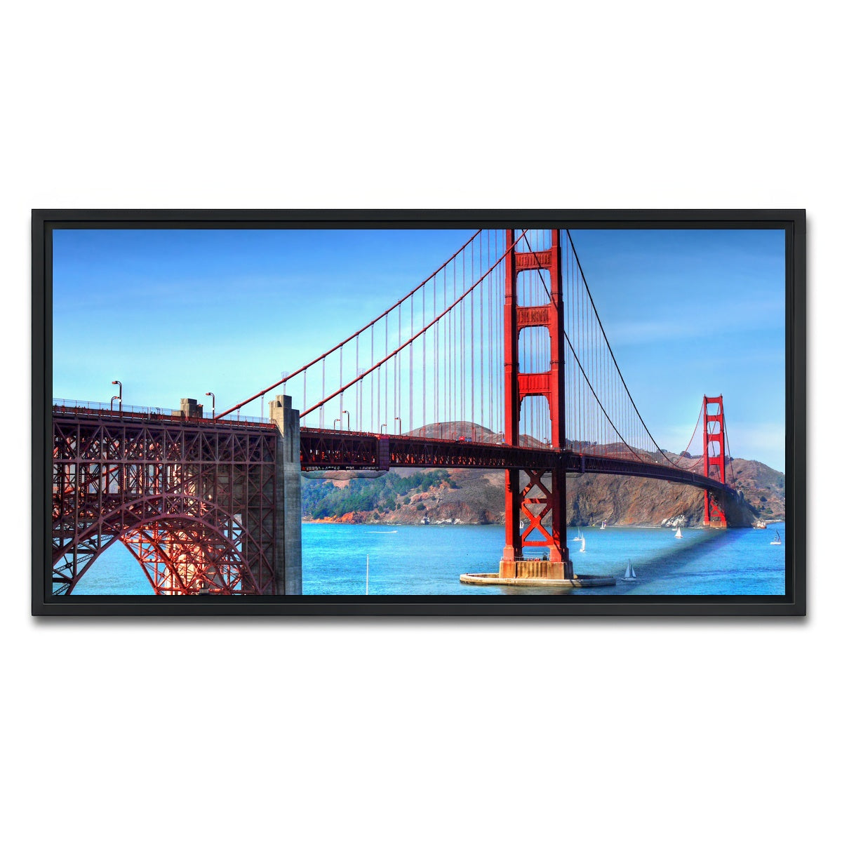 AUTO-MOCKUP WHITE | Golden Gate Bridge | 1 Piece | Black Framed Canvas | group=2x1