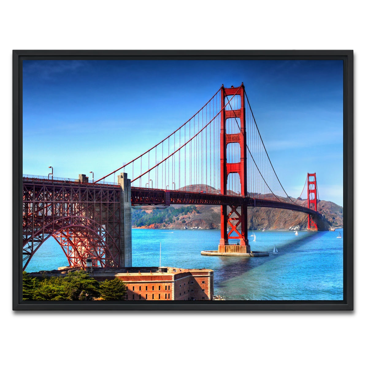 AUTO-MOCKUP WHITE | Golden Gate Bridge | 1 Piece | Black Framed Canvas | group=4x3