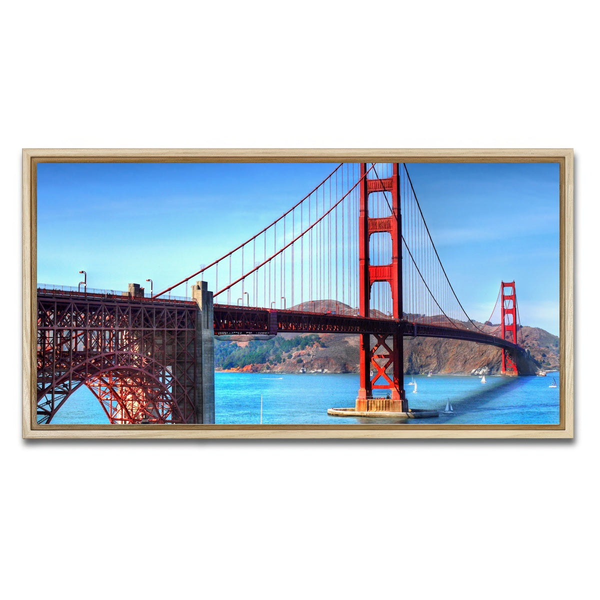 AUTO-MOCKUP WHITE | Golden Gate Bridge | 1 Piece | Natural Framed Canvas | group=2x1