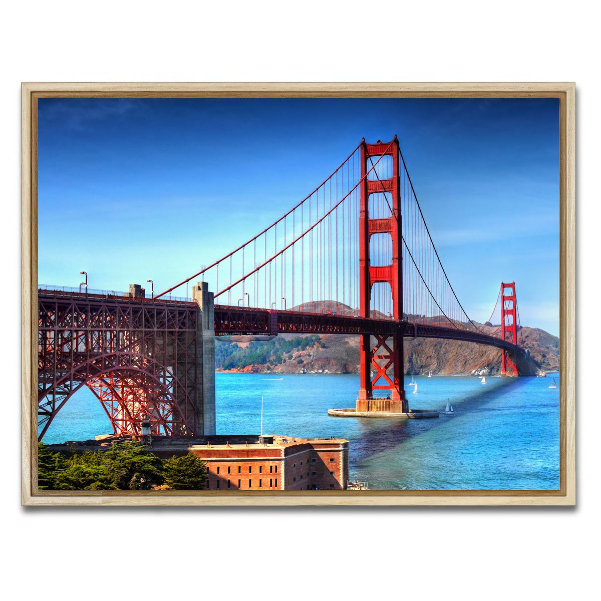 AUTO-MOCKUP WHITE | Golden Gate Bridge | 1 Piece | Natural Framed Canvas | group=4x3