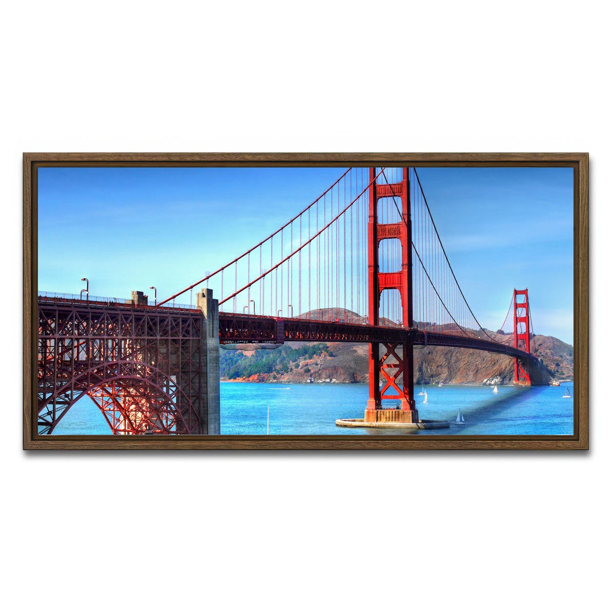AUTO-MOCKUP WHITE | Golden Gate Bridge | 1 Piece | Walnut Framed Canvas | group=2x1