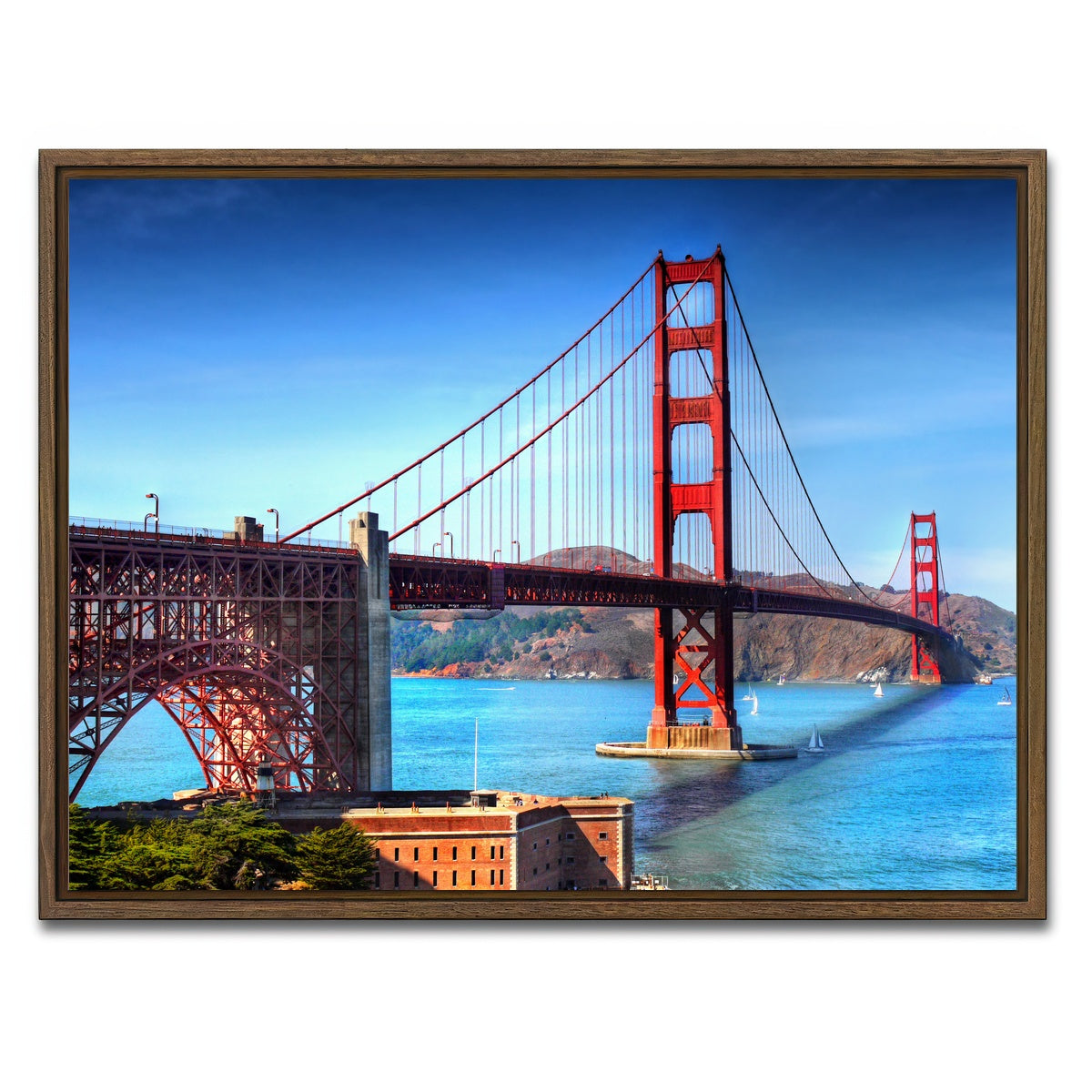 AUTO-MOCKUP WHITE | Golden Gate Bridge | 1 Piece | Walnut Framed Canvas | group=4x3