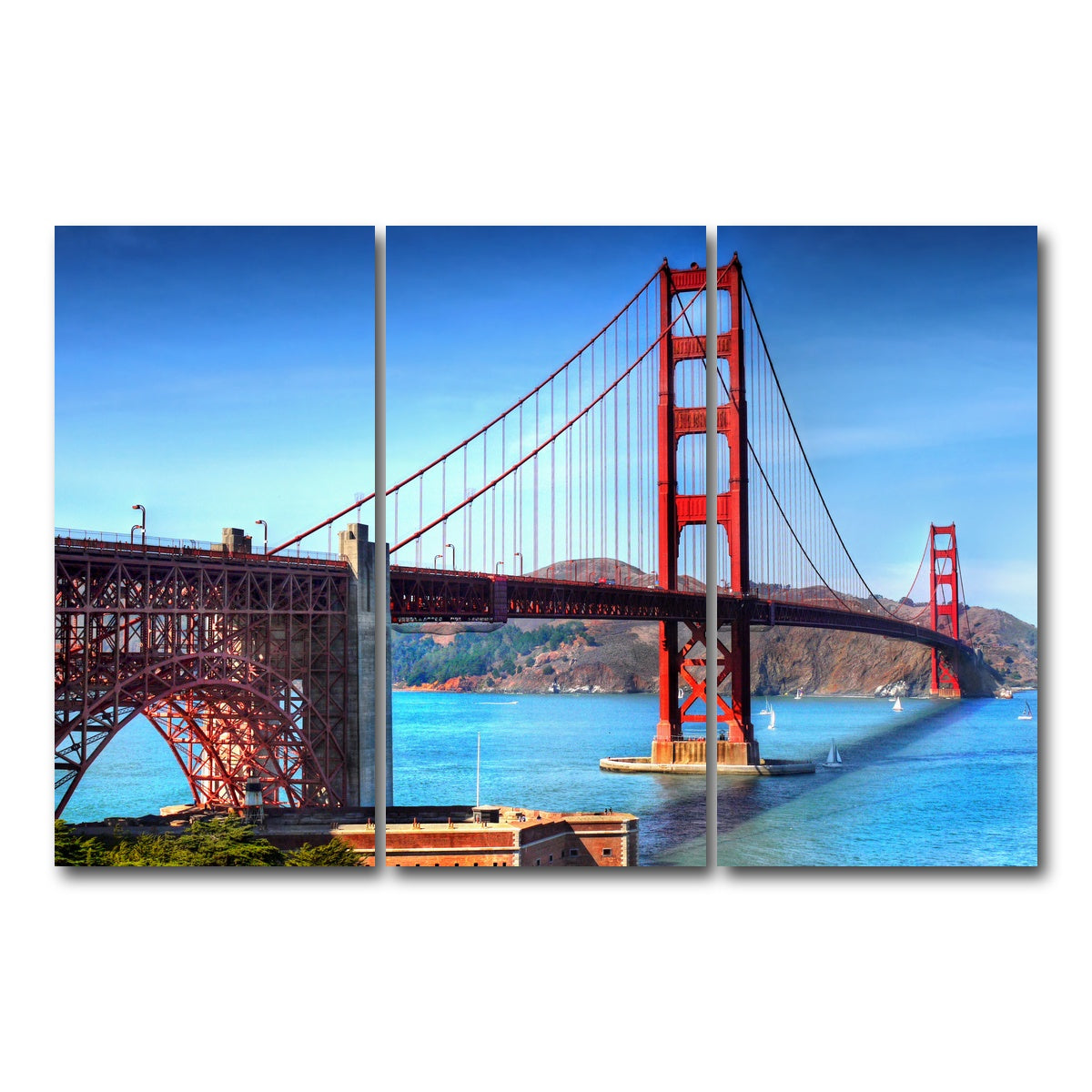 AUTO-MOCKUP WHITE | Golden Gate Bridge | 3 Piece | Gallery Wrap Canvas | group=12x24