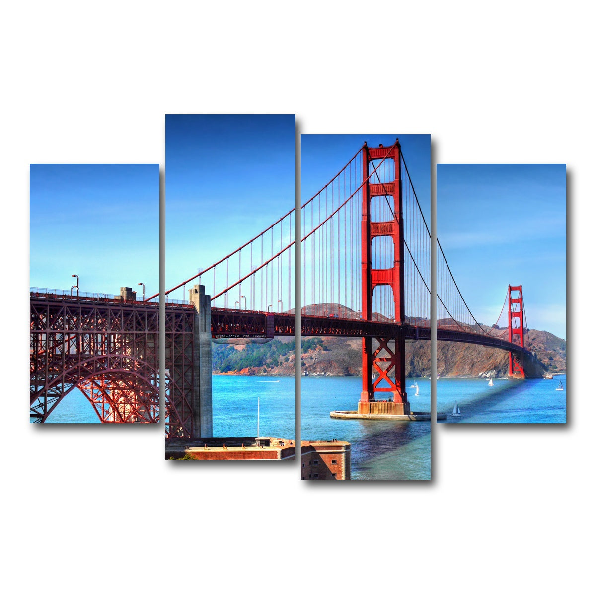 AUTO-MOCKUP WHITE | Golden Gate Bridge | 4 Piece | Gallery Wrap Canvas | group=4_short