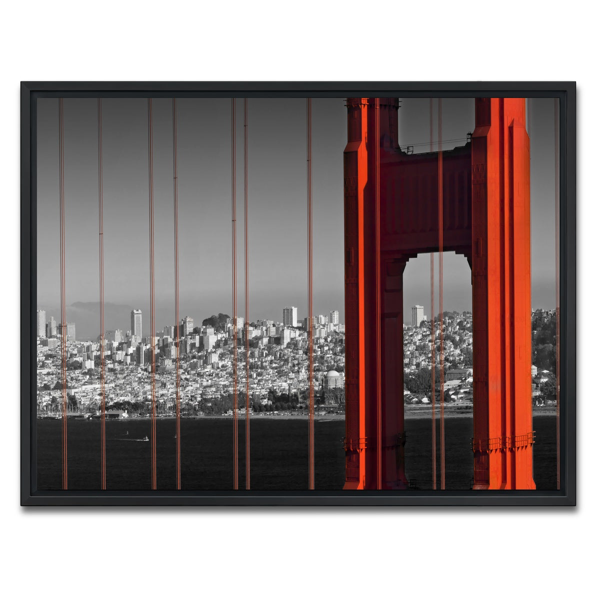 AUTO-MOCKUP WHITE | Golden Gate Bridge in Detail | 1 Piece | Black Framed Canvas | group=4x3