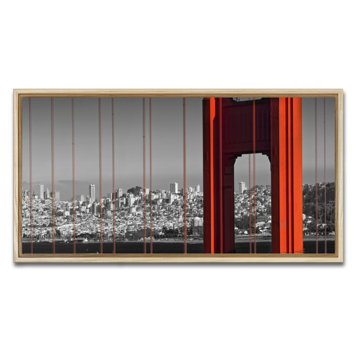 AUTO-MOCKUP WHITE | Golden Gate Bridge in Detail | 1 Piece | Natural Framed Canvas | group=2x1