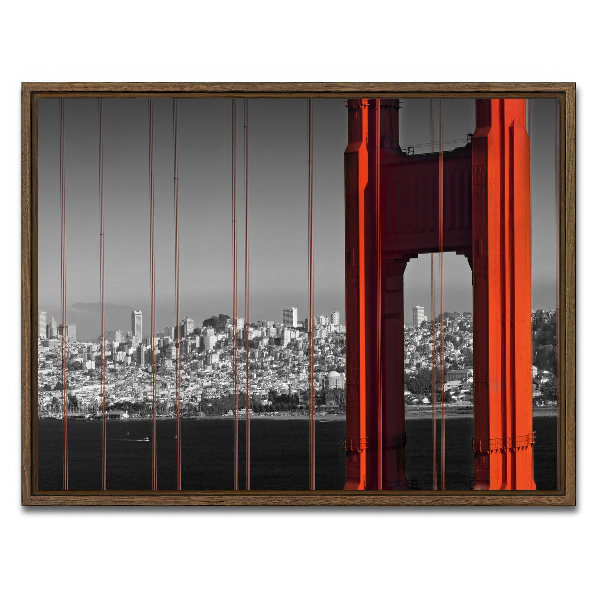 AUTO-MOCKUP WHITE | Golden Gate Bridge in Detail | 1 Piece | Walnut Framed Canvas | group=4x3