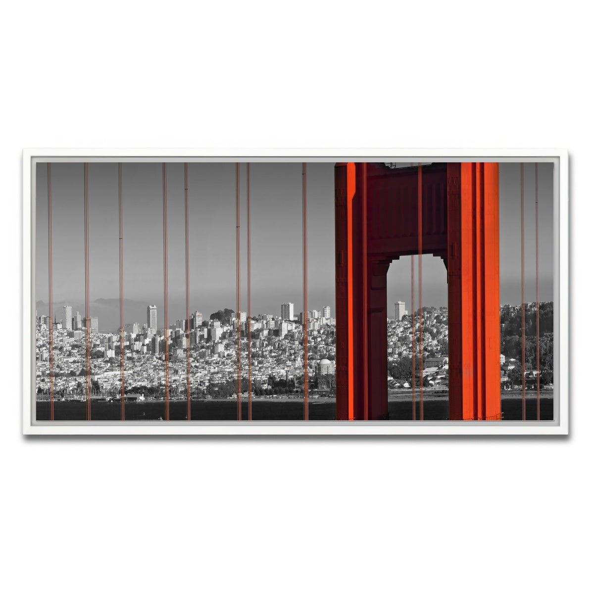 AUTO-MOCKUP WHITE | Golden Gate Bridge in Detail | 1 Piece | White Framed Canvas | group=2x1