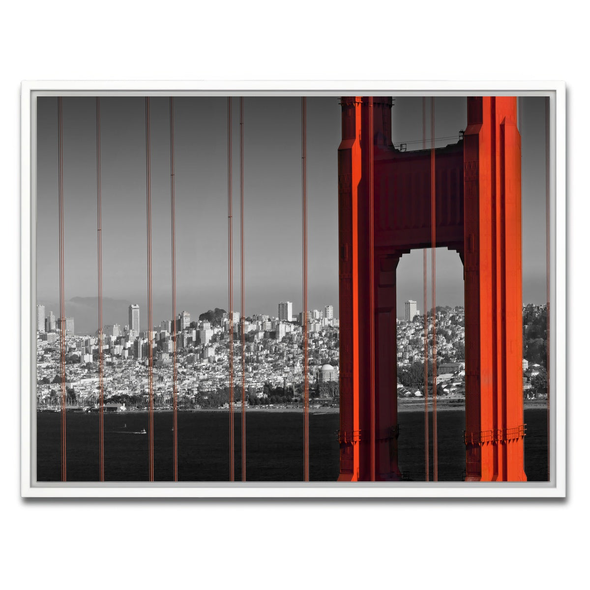 AUTO-MOCKUP WHITE | Golden Gate Bridge in Detail | 1 Piece | White Framed Canvas | group=4x3
