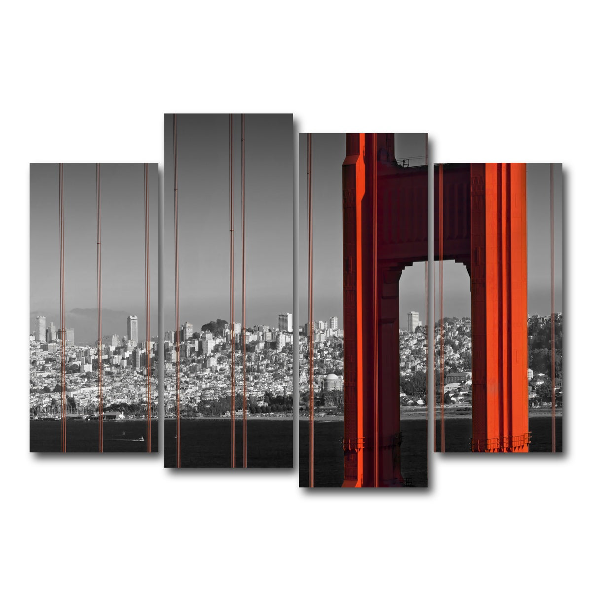 AUTO-MOCKUP WHITE | Golden Gate Bridge in Detail | 4 Piece | Gallery Wrap Canvas | group=4_normal