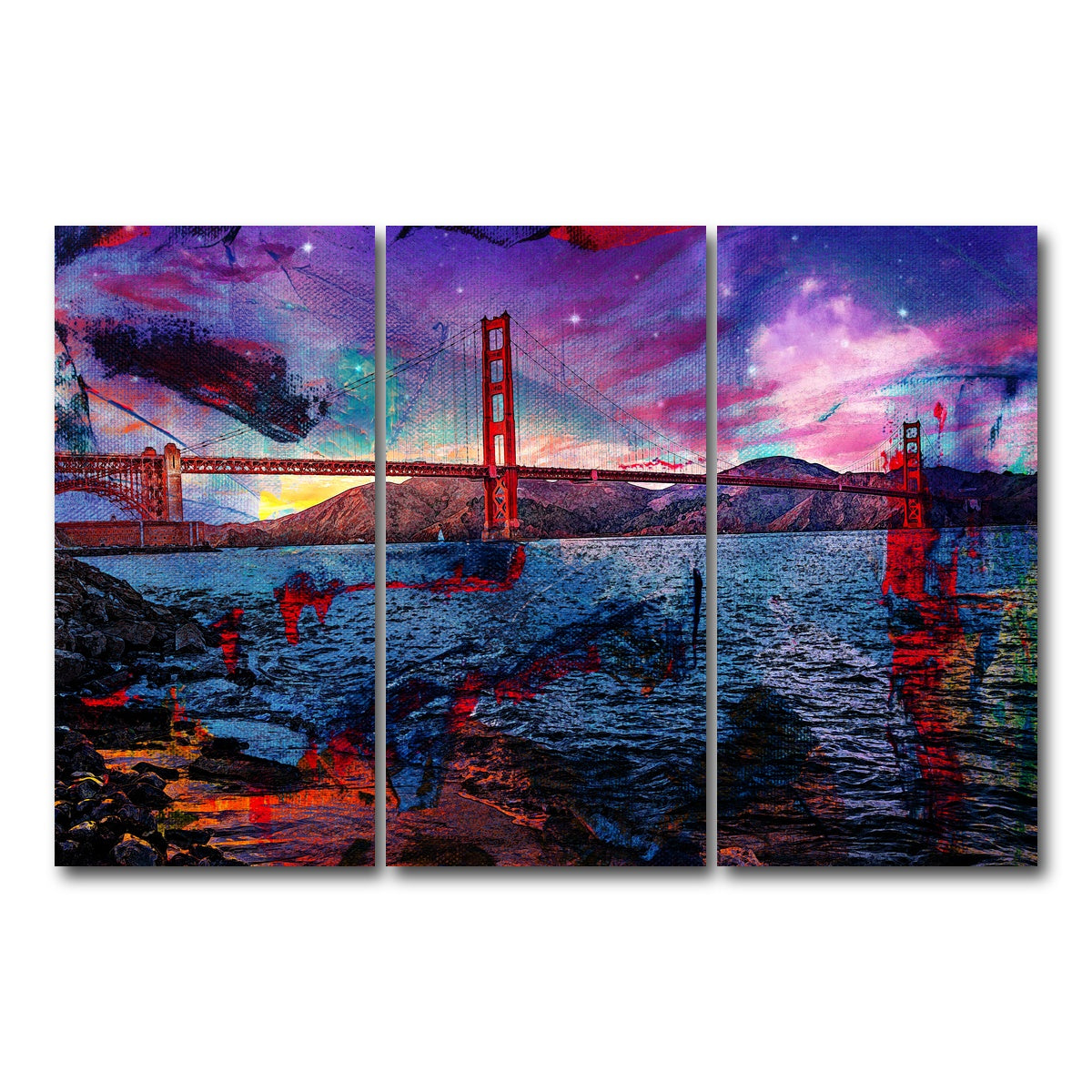 AUTO-MOCKUP WHITE | Golden Gate | 3 Piece | Gallery Wrap Canvas | group=12x24