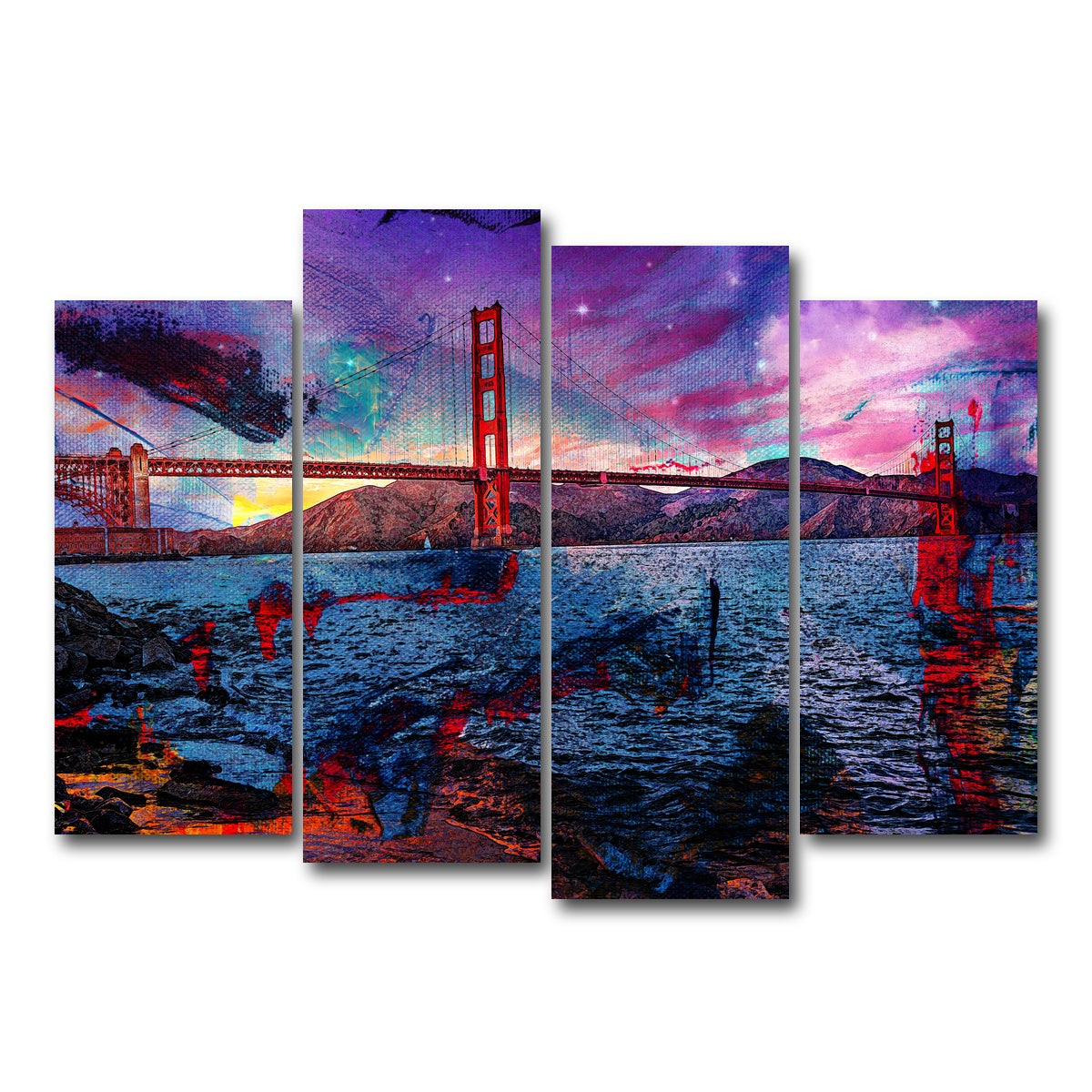 AUTO-MOCKUP WHITE | Golden Gate | 4 Piece | Gallery Wrap Canvas | group=4_normal