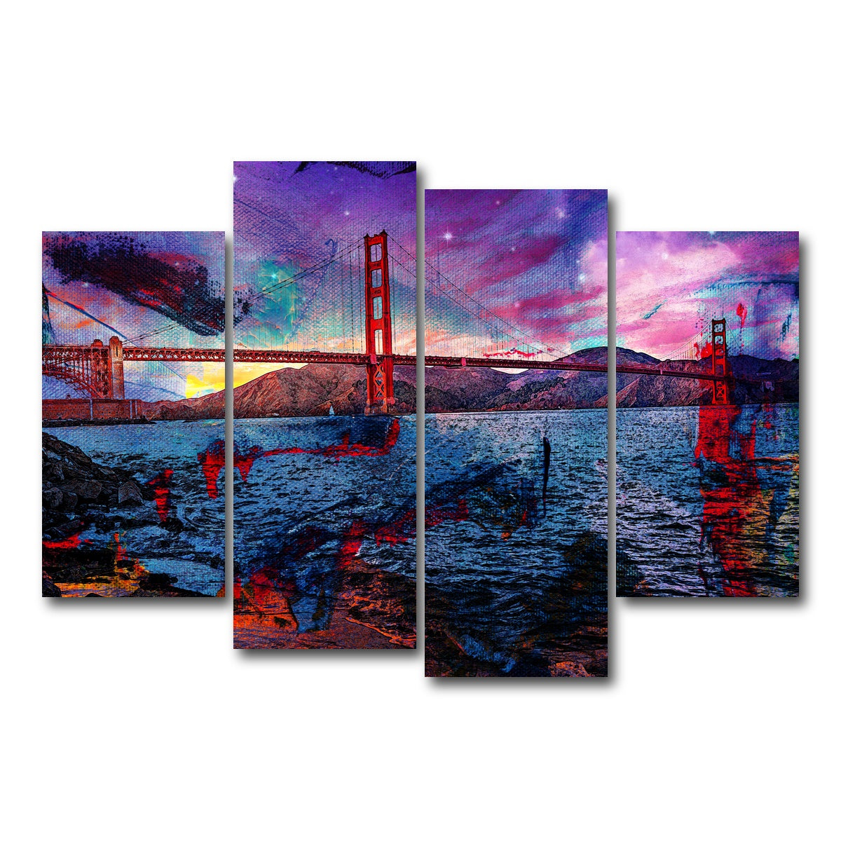 AUTO-MOCKUP WHITE | Golden Gate | 4 Piece | Gallery Wrap Canvas | group=4_short