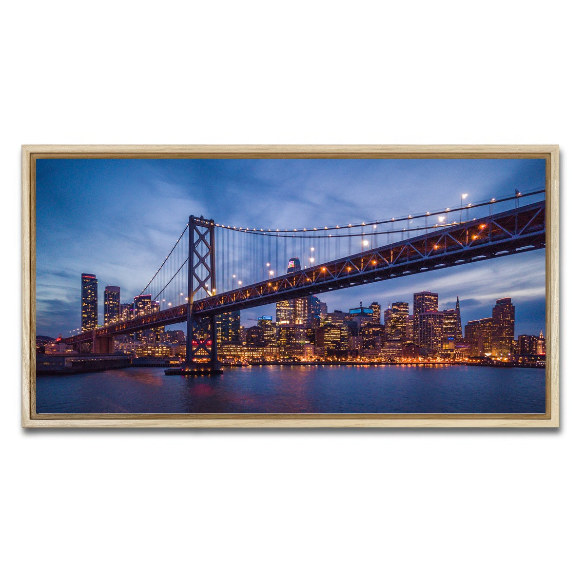 AUTO-MOCKUP WHITE | Golden Gate at Night | 1 Piece | Natural Framed Canvas | group=2x1