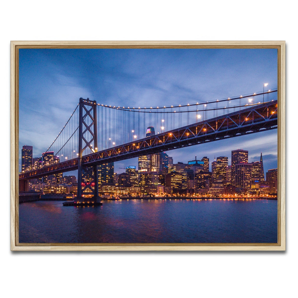 AUTO-MOCKUP WHITE | Golden Gate at Night | 1 Piece | Natural Framed Canvas | group=4x3