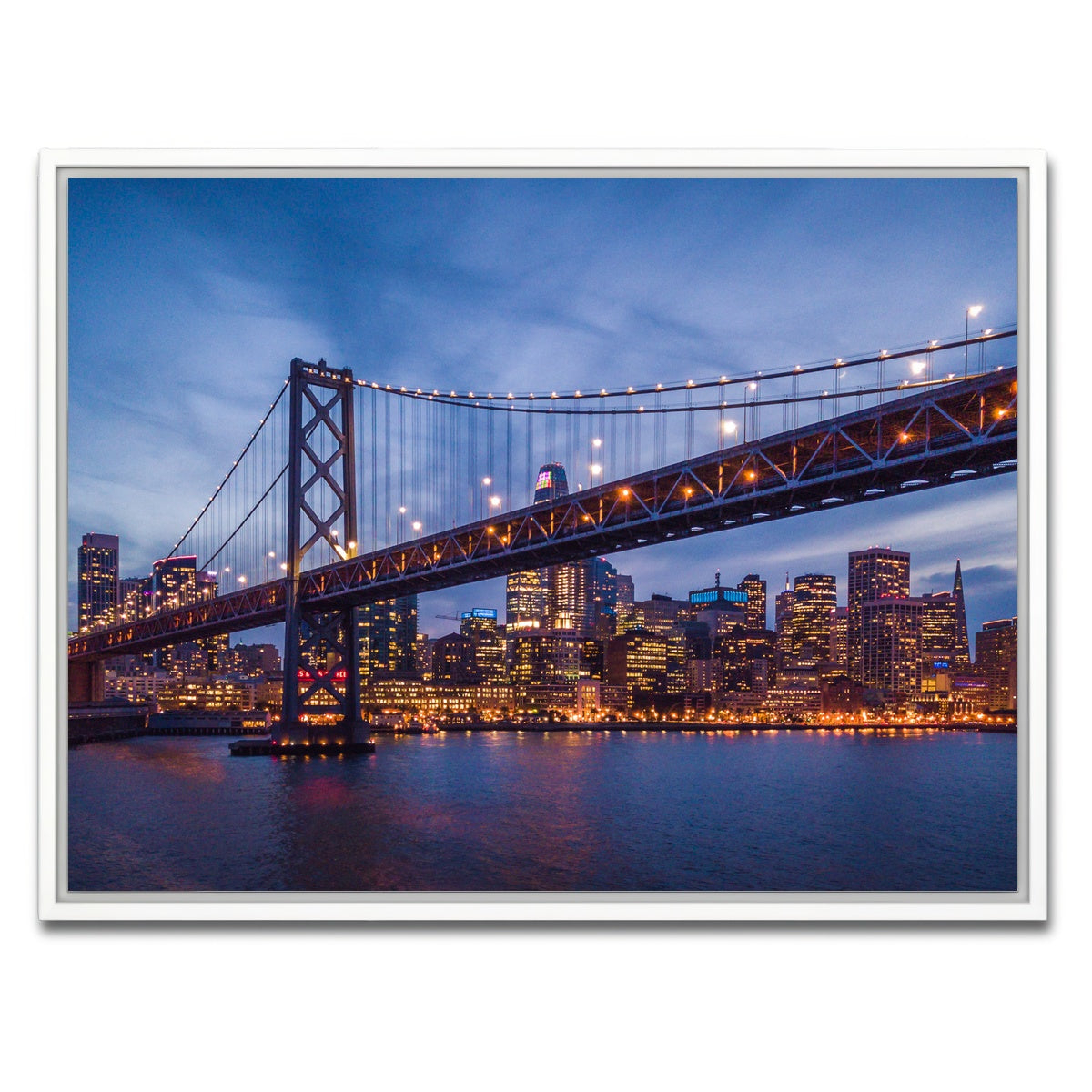 AUTO-MOCKUP WHITE | Golden Gate at Night | 1 Piece | White Framed Canvas | group=4x3