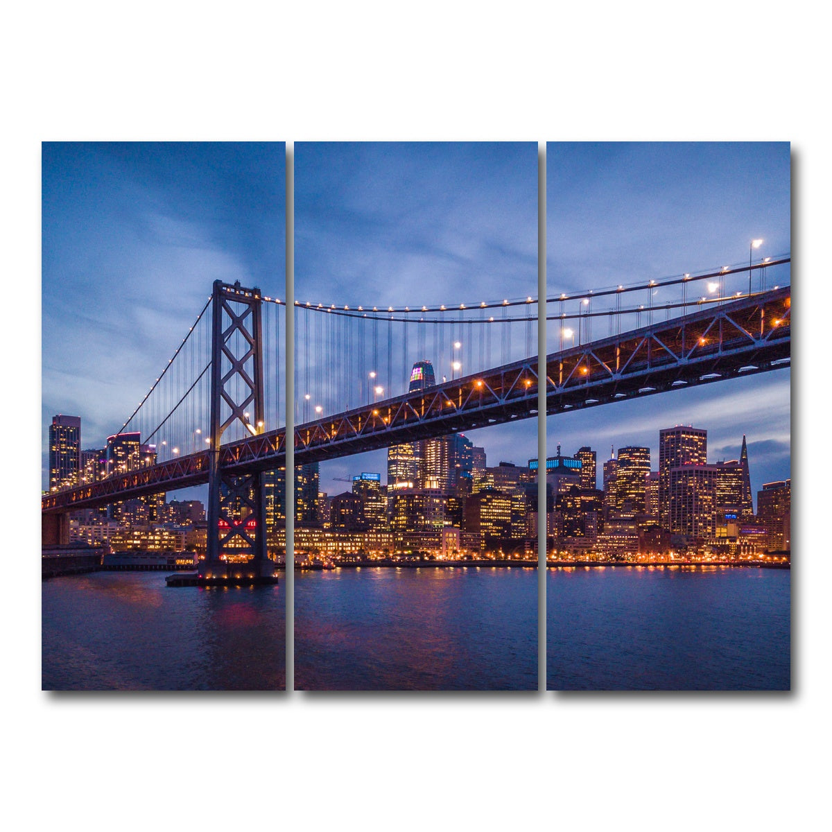AUTO-MOCKUP WHITE | Golden Gate at Night | 3 Piece | Gallery Wrap Canvas | group=8x18