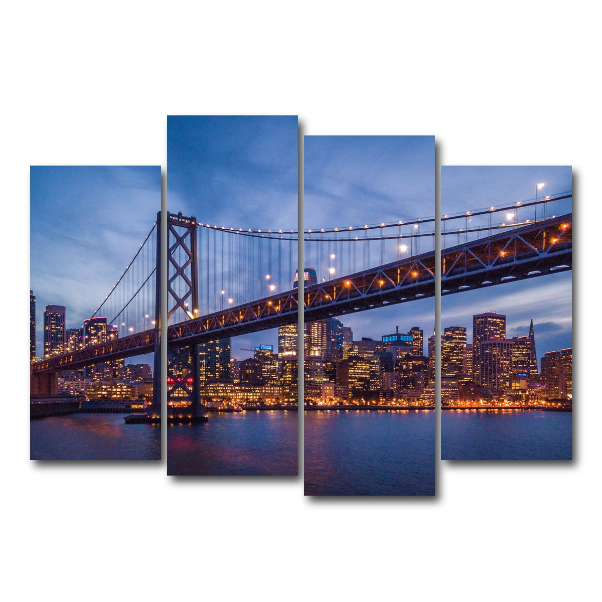 AUTO-MOCKUP WHITE | Golden Gate at Night | 4 Piece | Gallery Wrap Canvas | group=4_normal